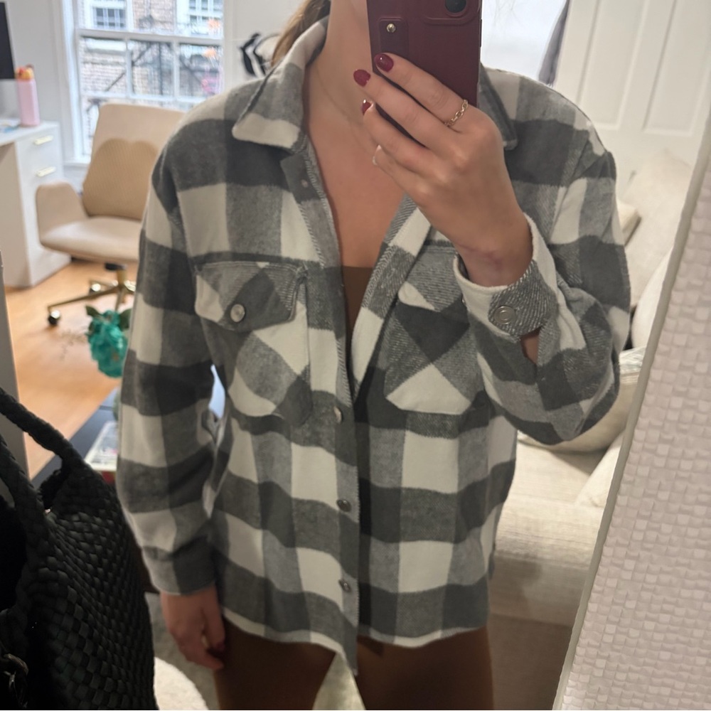 Gray Plaid Shacket